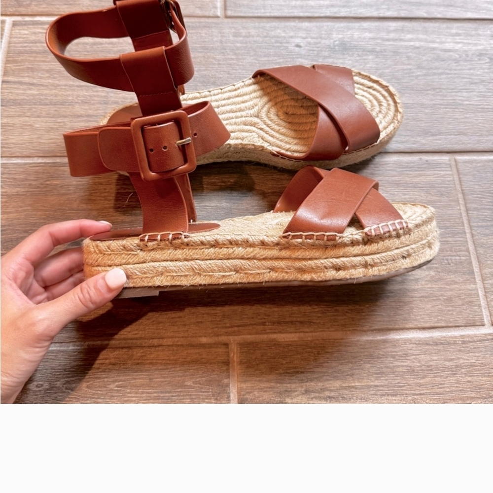 Marc Fisher Brown Espadrille Shoes with Leather Straps